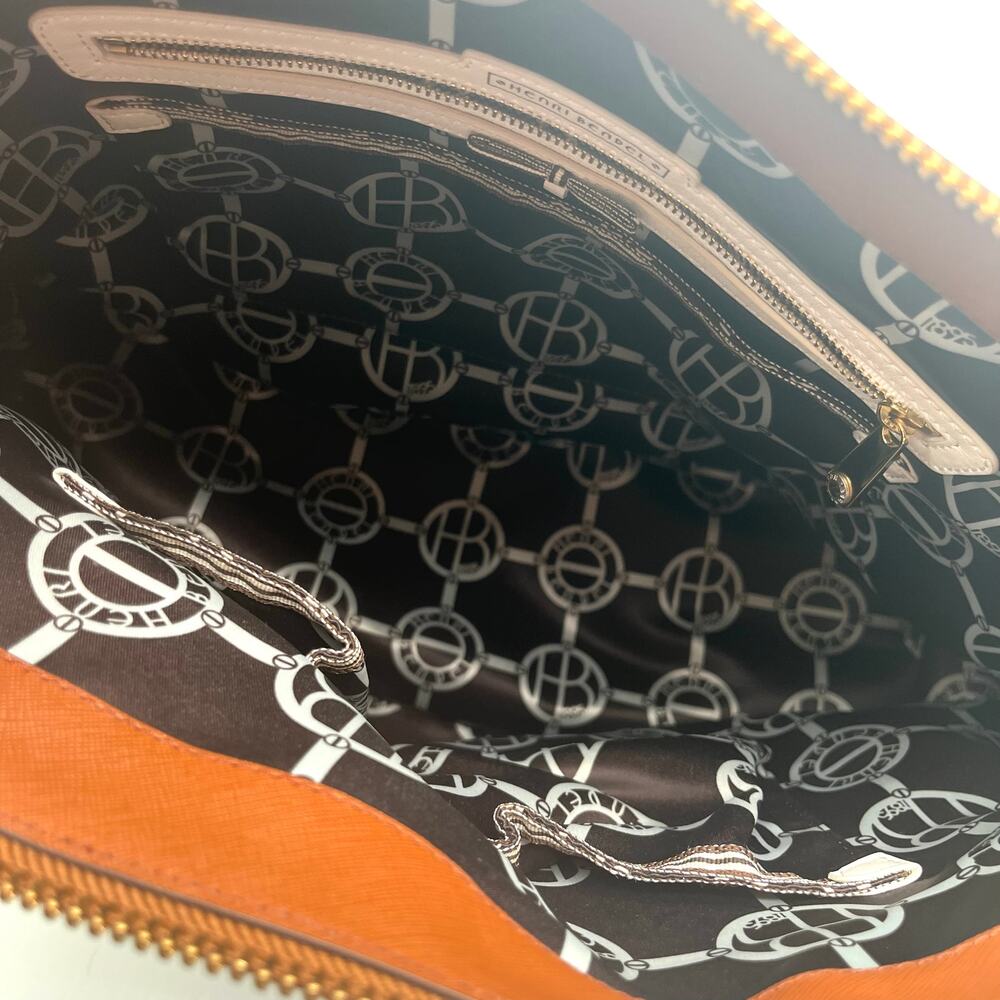 HENRI BENDEL Leather Satchel, Large Brown Tote - Picture 10 of 13